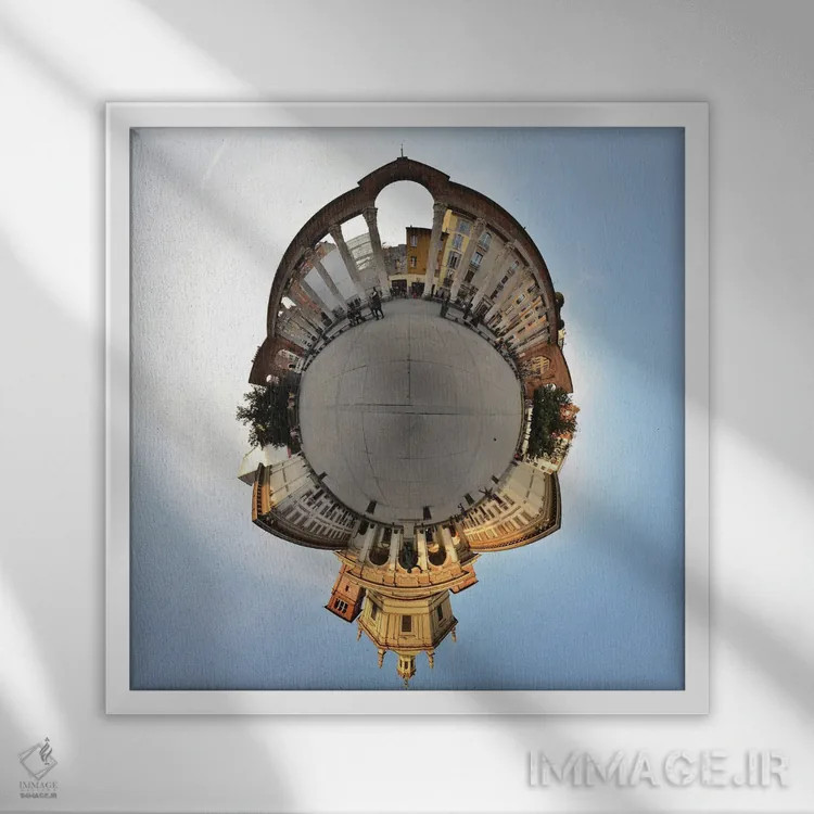 تابلو کلیسای سن لورنزو ماجوره در میلان، ایتالیا اثر آلساندرو دلا توره - نمای قابدار سفید