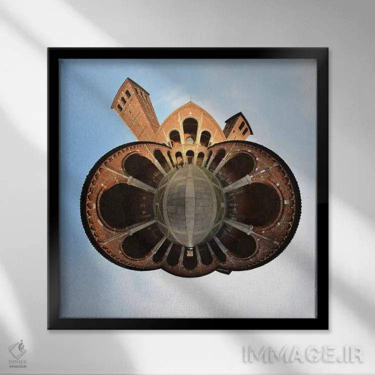 تابلو کلیسای جامع سانتامبروجو، میلان، ایتالیا اثر آلساندرو دلا توره - نمای قابدار مشکی