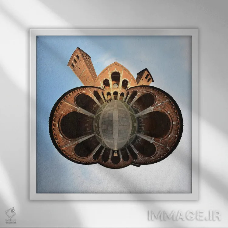 تابلو کلیسای جامع سانتامبروجو، میلان، ایتالیا اثر آلساندرو دلا توره - نمای قابدار سفید