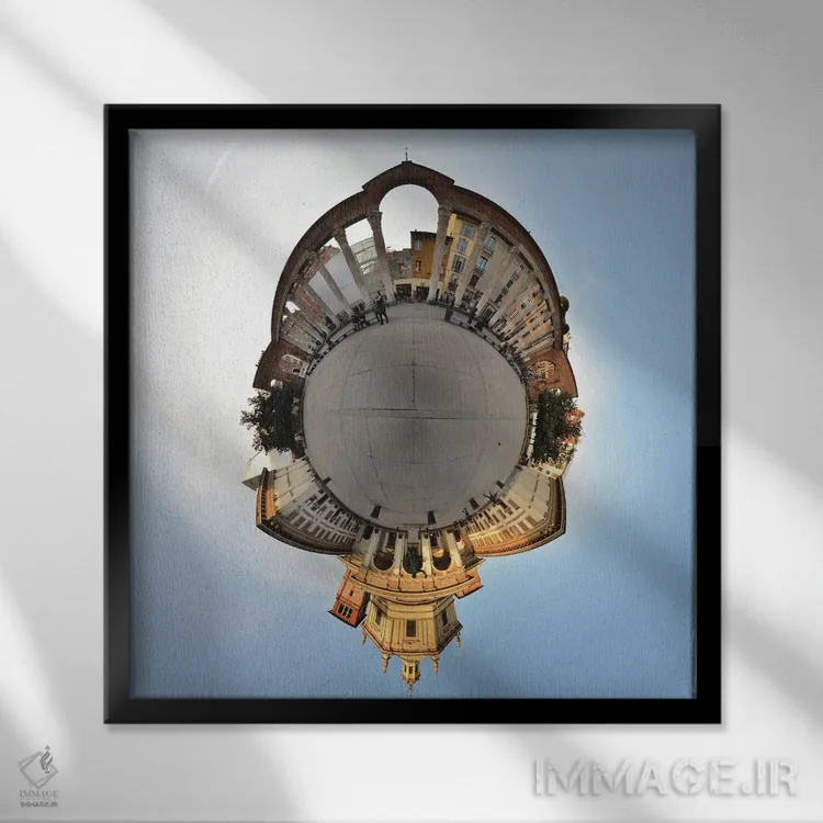 تابلو کلیسای سن لورنزو در میلان، ایتالیا اثر آلساندرو دلا توره - نمای قابدار مشکی