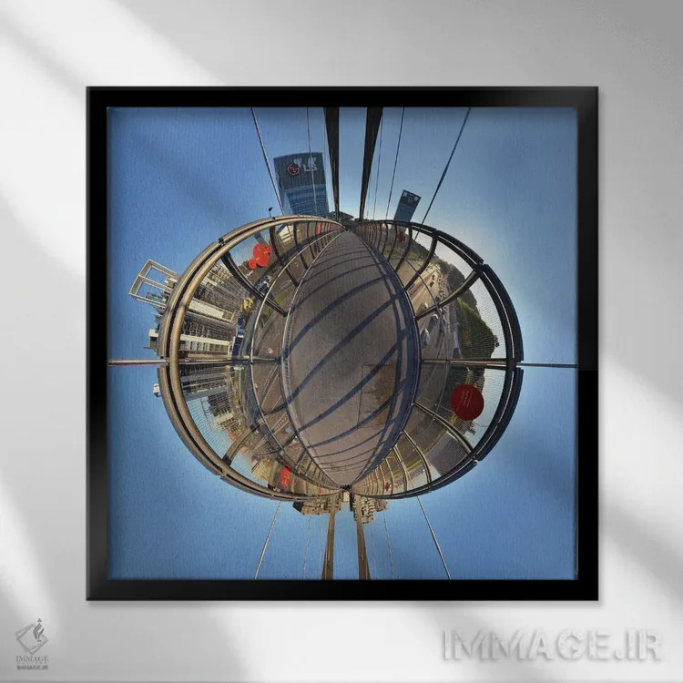 تابلو پل معماری در خیابان شهری میلان، ایتالیا اثر آلساندرو دلا توره - نمای قابدار مشکی