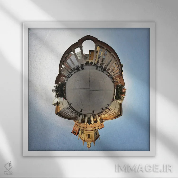 تابلو کلیسای سن لورنزو در میلان، ایتالیا اثر آلساندرو دلا توره - نمای قابدار سفید