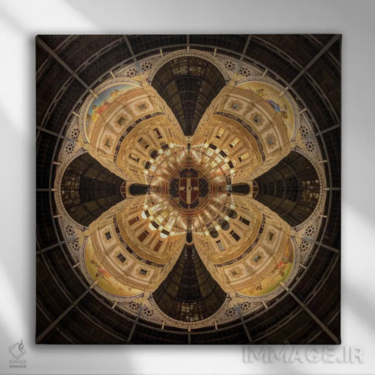 تابلو کاخ معماری قدیمی گالریا ویتوریو امانوئله در میلان، ایتالیا اثر آلساندرو دلا توره - نمای روبهرو روی دیوار