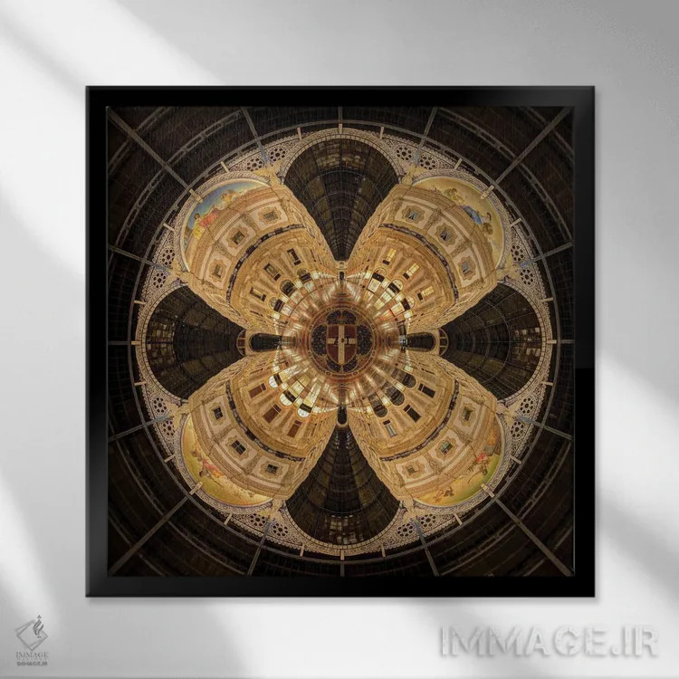 تابلو کاخ معماری قدیمی گالریا ویتوریو امانوئله در میلان، ایتالیا اثر آلساندرو دلا توره - نمای قابدار مشکی