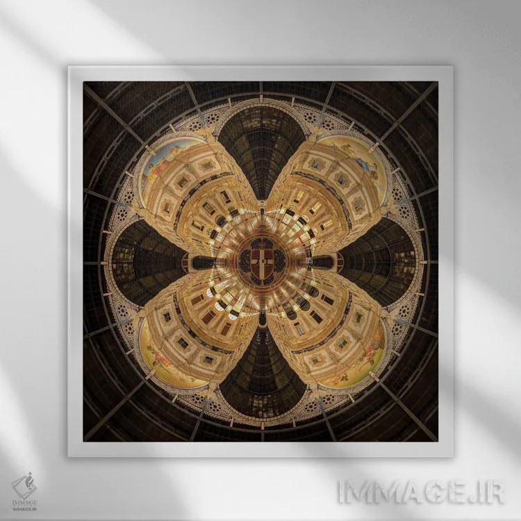 تابلو کاخ معماری قدیمی گالریا ویتوریو امانوئله در میلان، ایتالیا اثر آلساندرو دلا توره - نمای قابدار سفید