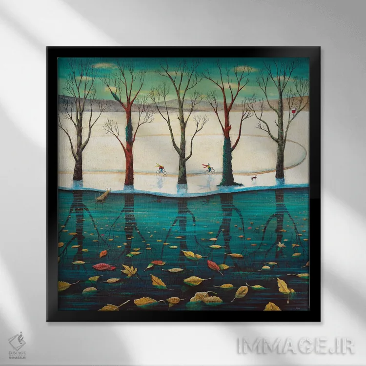 تابلو خانه کنار دریاچه اثر آدریان سایکس - نمای قابدار مشکی