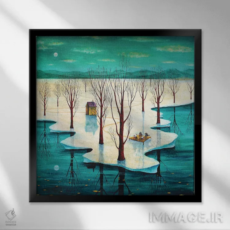 تابلو تمرین شبانه اثر آدریان سایکس - نمای قابدار مشکی