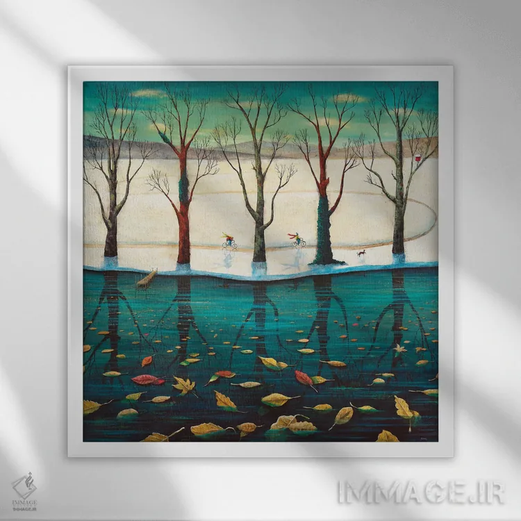 تابلو خانه کنار دریاچه اثر آدریان سایکس - نمای قابدار سفید