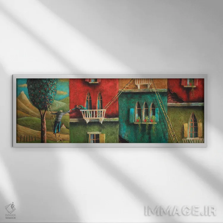 تابلو درخت پرتقال اثر آدریان سایکس - نمای قابدار سفید