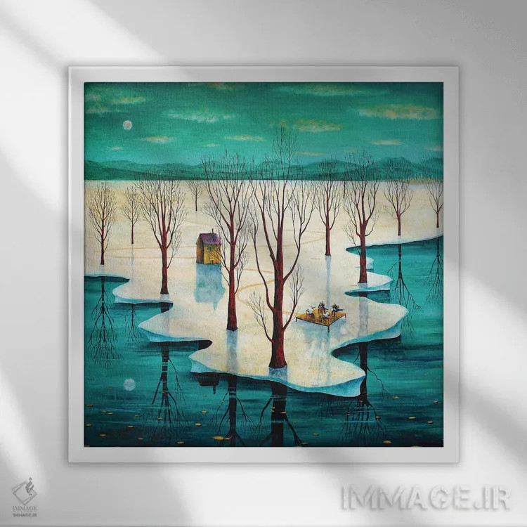 تابلو تمرین شبانه اثر آدریان سایکس - نمای قابدار سفید