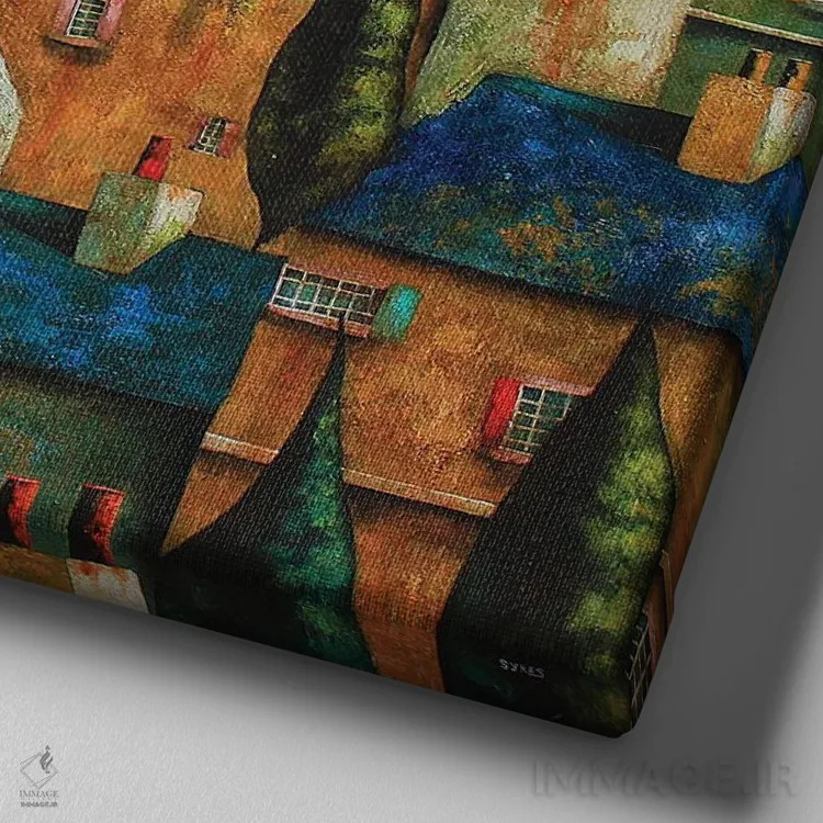 تابلو باغ اسرارآمیز اثر آدریان سایکس - نمای نزدیک بافت بوم