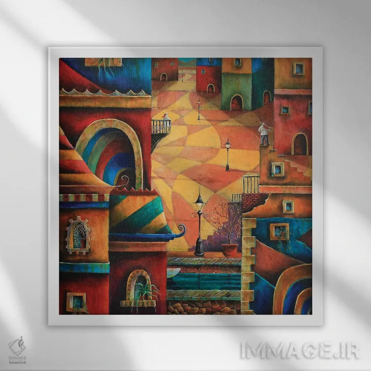 تابلو آواز عاشقانه (سرناد) اثر آدریان سایکس - نمای قابدار سفید