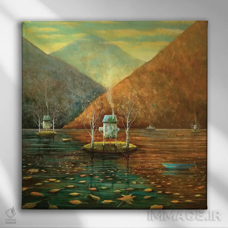 تابلو خانههای پایهبلند اثر آدریان سایکس - نمای روبهرو روی دیوار