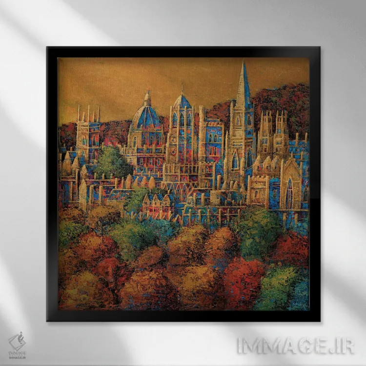 تابلو شبی در آکسفورد اثر آدریان سایکس - نمای قابدار مشکی