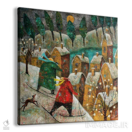 تابلو مسافران در برف اثر آدریان سایکس - نمای پرسپکتیو محصول