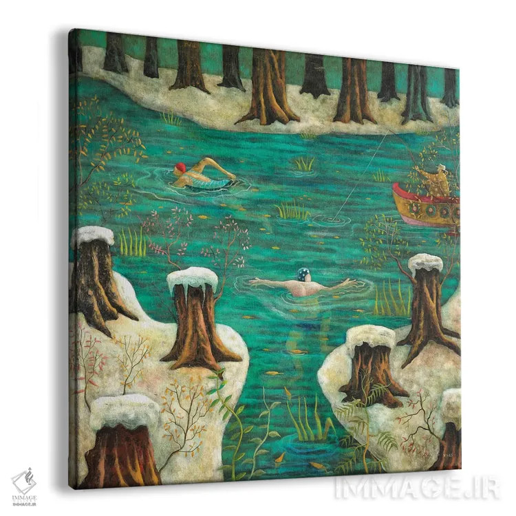 تابلو شنا در زمستان اثر آدریان سایکس - نمای پرسپکتیو محصول