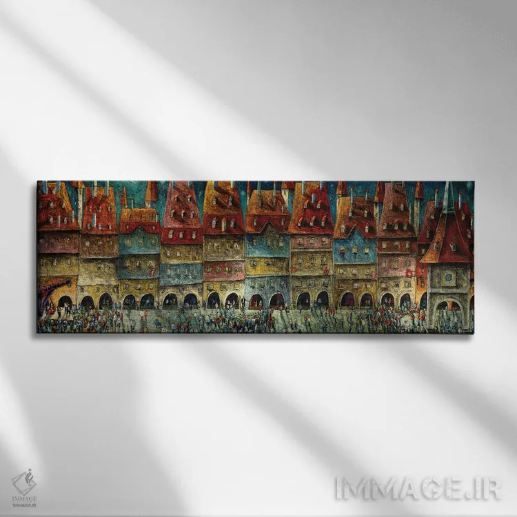 تابلو هنرمندان خیابانی در شب اثر آدریان سایکس - نمای روبهرو روی دیوار