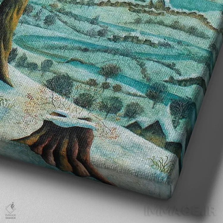 تابلو جمعآوری گل برفی اثر آدریان سایکس - نمای نزدیک بافت بوم