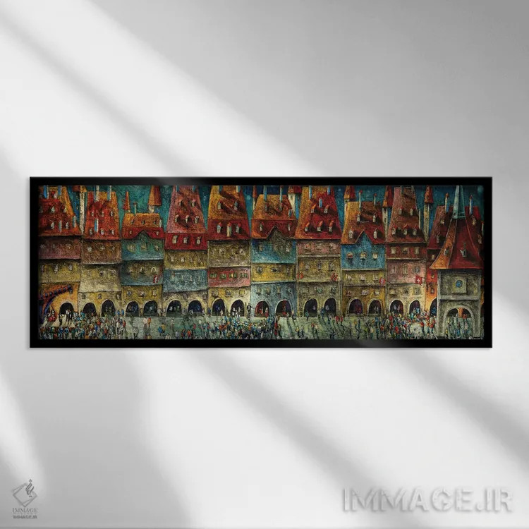 تابلو هنرمندان خیابانی در شب اثر آدریان سایکس - نمای قابدار مشکی