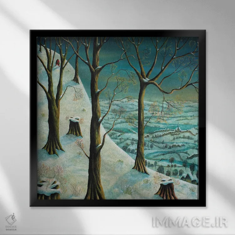 تابلو جمعآوری گل برفی اثر آدریان سایکس - نمای قابدار مشکی