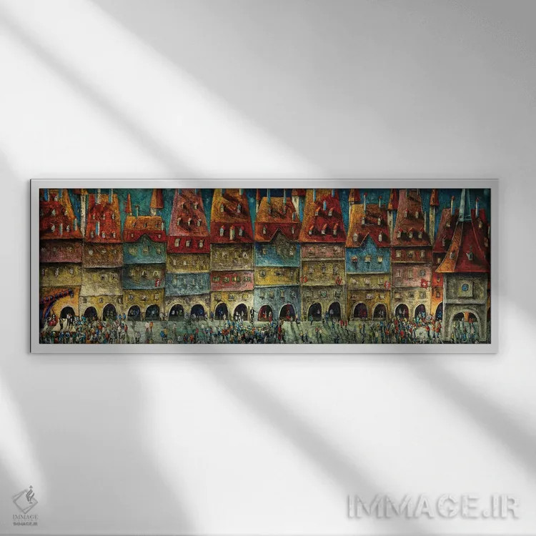 تابلو هنرمندان خیابانی در شب اثر آدریان سایکس - نمای قابدار سفید