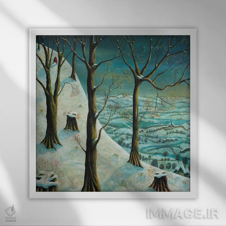 تابلو جمعآوری گل برفی اثر آدریان سایکس - نمای قابدار سفید