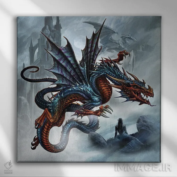 تابلو اژدهای باورا (واژه ولزی) اثر آلکمی انگلند (استودیو هنری انگلیسی) - نمای روبهرو روی دیوار