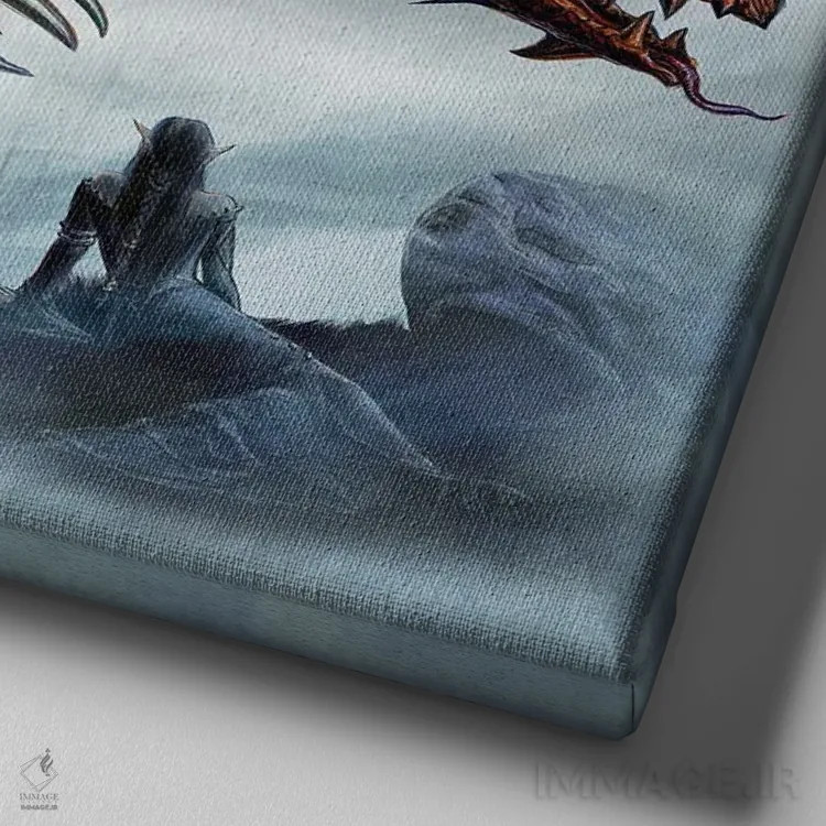 تابلو اژدهای باورا (واژه ولزی) اثر آلکمی انگلند (استودیو هنری انگلیسی) - نمای نزدیک بافت بوم