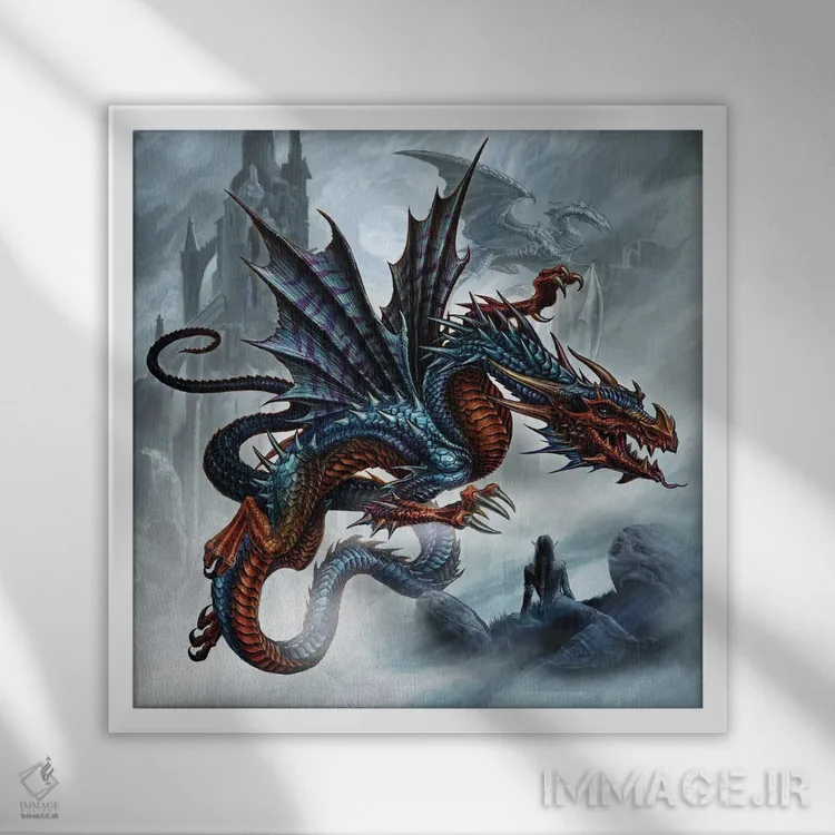 تابلو اژدهای باورا (واژه ولزی) اثر آلکمی انگلند (استودیو هنری انگلیسی) - نمای قابدار سفید