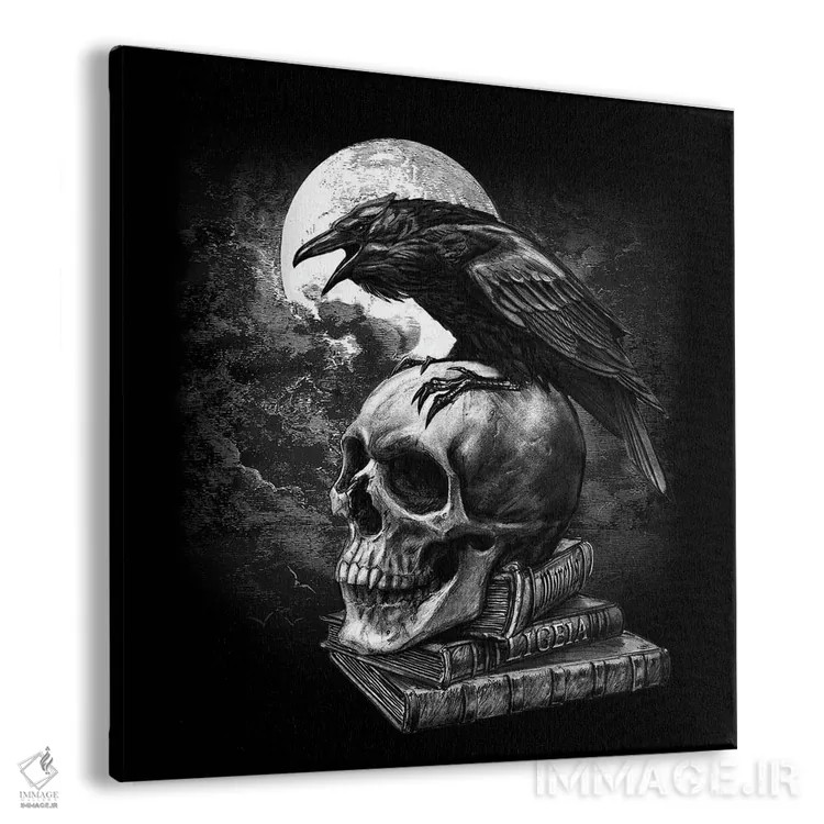 تابلو کلاغ پو (ادگار آلن پو) اثر آلکمی انگلند (استودیو هنری انگلیسی) - نمای پرسپکتیو محصول