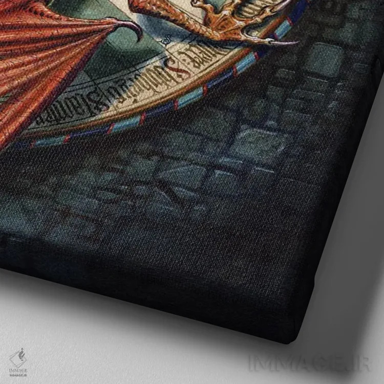 تابلو راز میز گرد (افسانه آرتور) اثر آلکمی انگلند (استودیو هنری انگلیسی) - نمای نزدیک بافت بوم