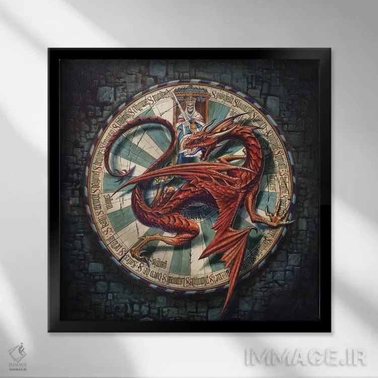 تابلو راز میز گرد (افسانه آرتور) اثر آلکمی انگلند (استودیو هنری انگلیسی) - نمای قابدار مشکی