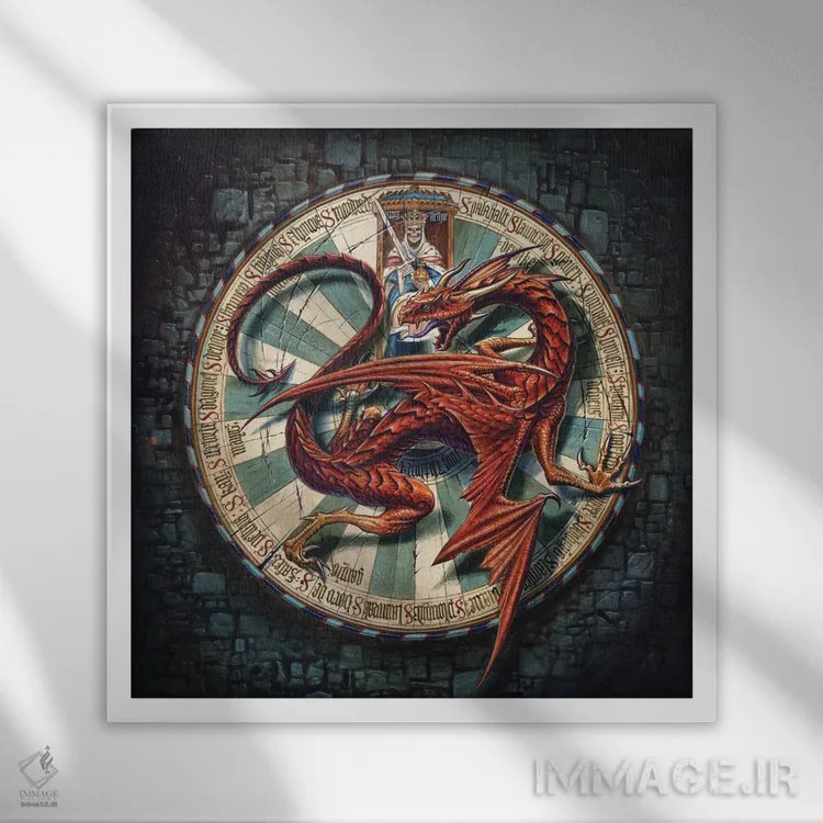 تابلو راز میز گرد (افسانه آرتور) اثر آلکمی انگلند (استودیو هنری انگلیسی) - نمای قابدار سفید