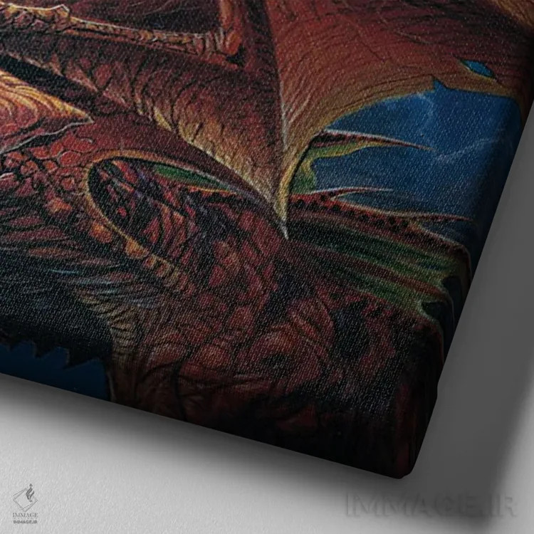 تابلو پادشاه مار اژدهای ویتبی اثر آلکمی انگلند (استودیو هنری انگلیسی) - نمای نزدیک بافت بوم