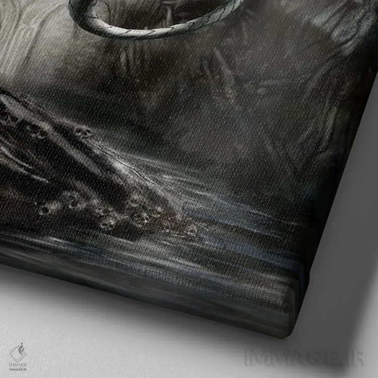 تابلو گنجینه ایگدراسیل (درخت اسطورهای نورس) اثر آلکمی انگلند (استودیو هنری انگلیسی) - نمای نزدیک بافت بوم