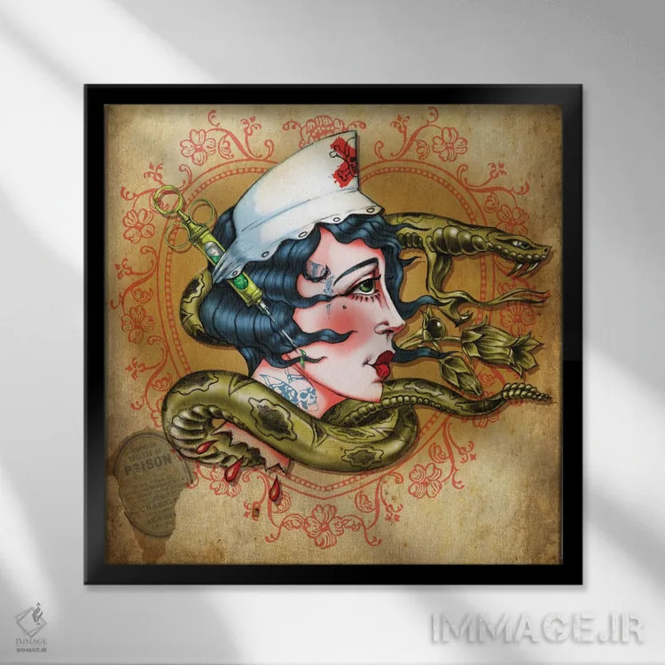 تابلو پرستار شید شب (گیاه سمی) اثر آلکمی انگلند (استودیو هنری انگلیسی) - نمای قابدار مشکی