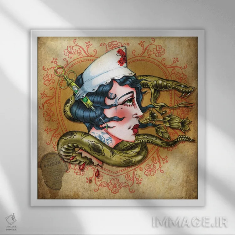 تابلو پرستار شید شب (گیاه سمی) اثر آلکمی انگلند (استودیو هنری انگلیسی) - نمای قابدار سفید