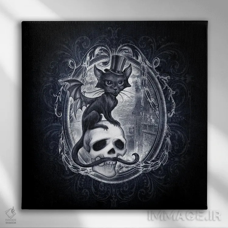 تابلو میائوستوفلس (ترکیبی از "میو" و مفیستوفلس) اثر آلکمی انگلند (استودیو هنری انگلیسی) - نمای روبهرو روی دیوار