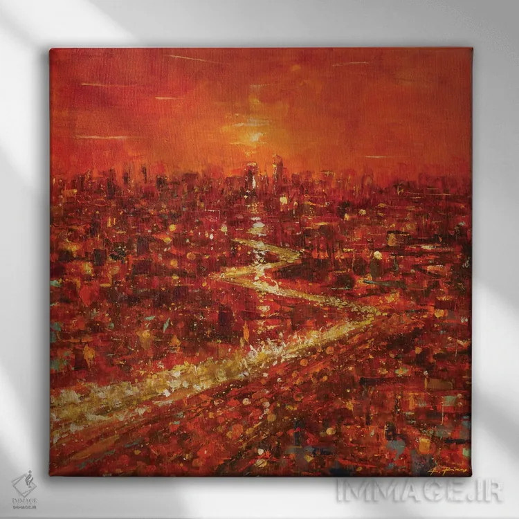 تابلو چراغهای شهر اثر آلساندرو پیراس - نمای روبهرو روی دیوار