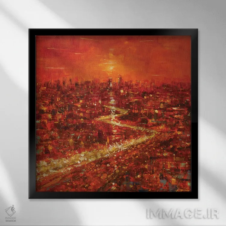 تابلو چراغهای شهر اثر آلساندرو پیراس - نمای قابدار مشکی