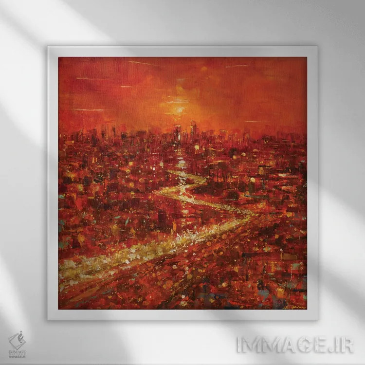 تابلو چراغهای شهر اثر آلساندرو پیراس - نمای قابدار سفید