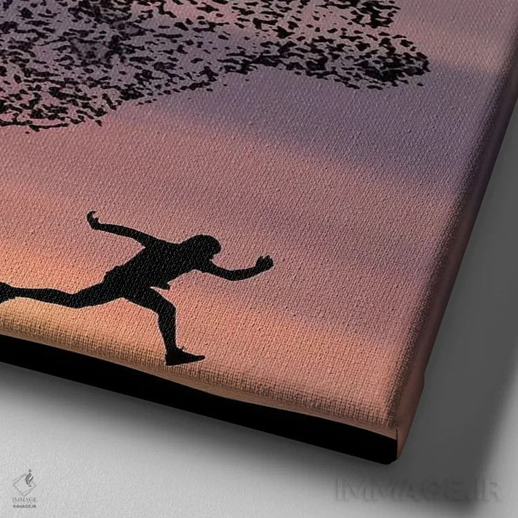 تابلو دویدن اثر عبدالله ایویندار - نمای نزدیک بافت بوم