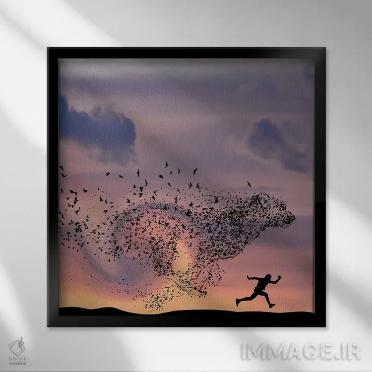 تابلو دویدن اثر عبدالله ایویندار - نمای قابدار مشکی