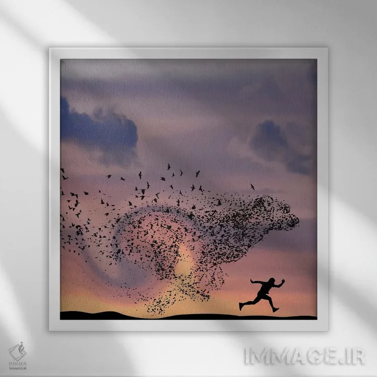 تابلو دویدن اثر عبدالله ایویندار - نمای قابدار سفید