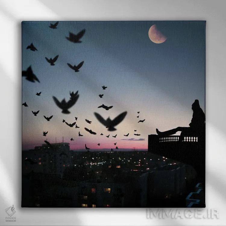 تابلو نمای بالکن اثر عبدالله ایویندار - نمای روبهرو روی دیوار