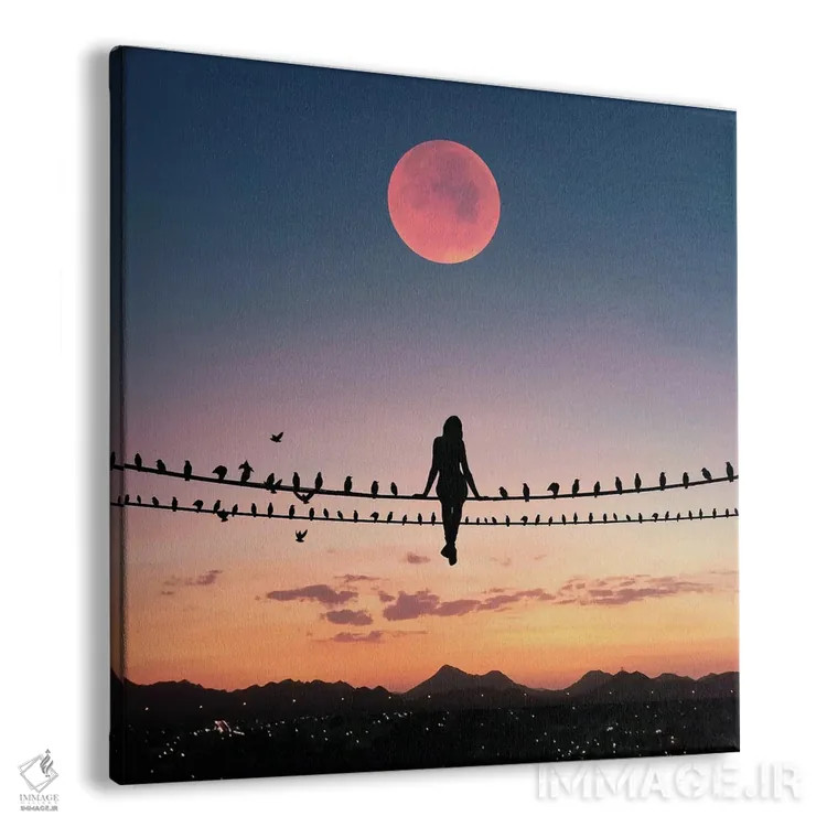 تابلو پرنده روی سیم اثر عبدالله ایویندار - نمای پرسپکتیو محصول