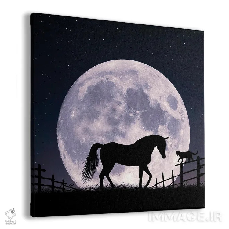 تابلو اسب و ماه اثر عبدالله ایویندار - نمای پرسپکتیو محصول