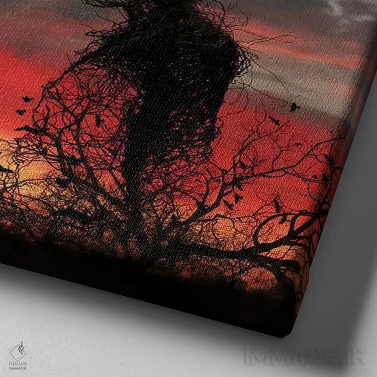 تابلو غروب آفتاب اثر عبدالله ایویندار - نمای نزدیک بافت بوم