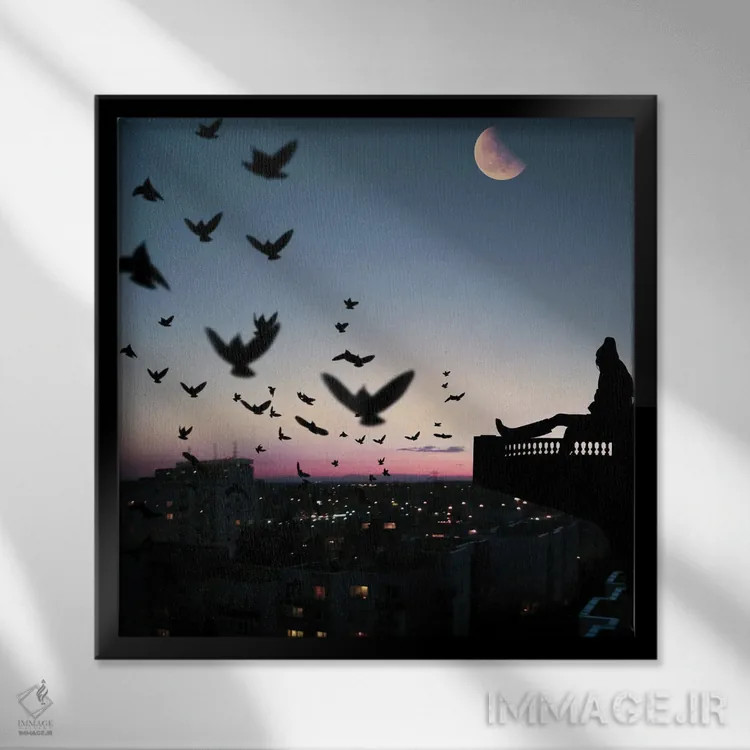 تابلو نمای بالکن اثر عبدالله ایویندار - نمای قابدار مشکی