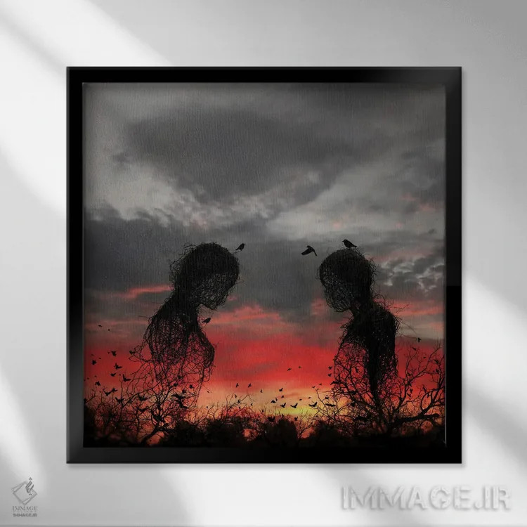 تابلو غروب آفتاب اثر عبدالله ایویندار - نمای قابدار مشکی